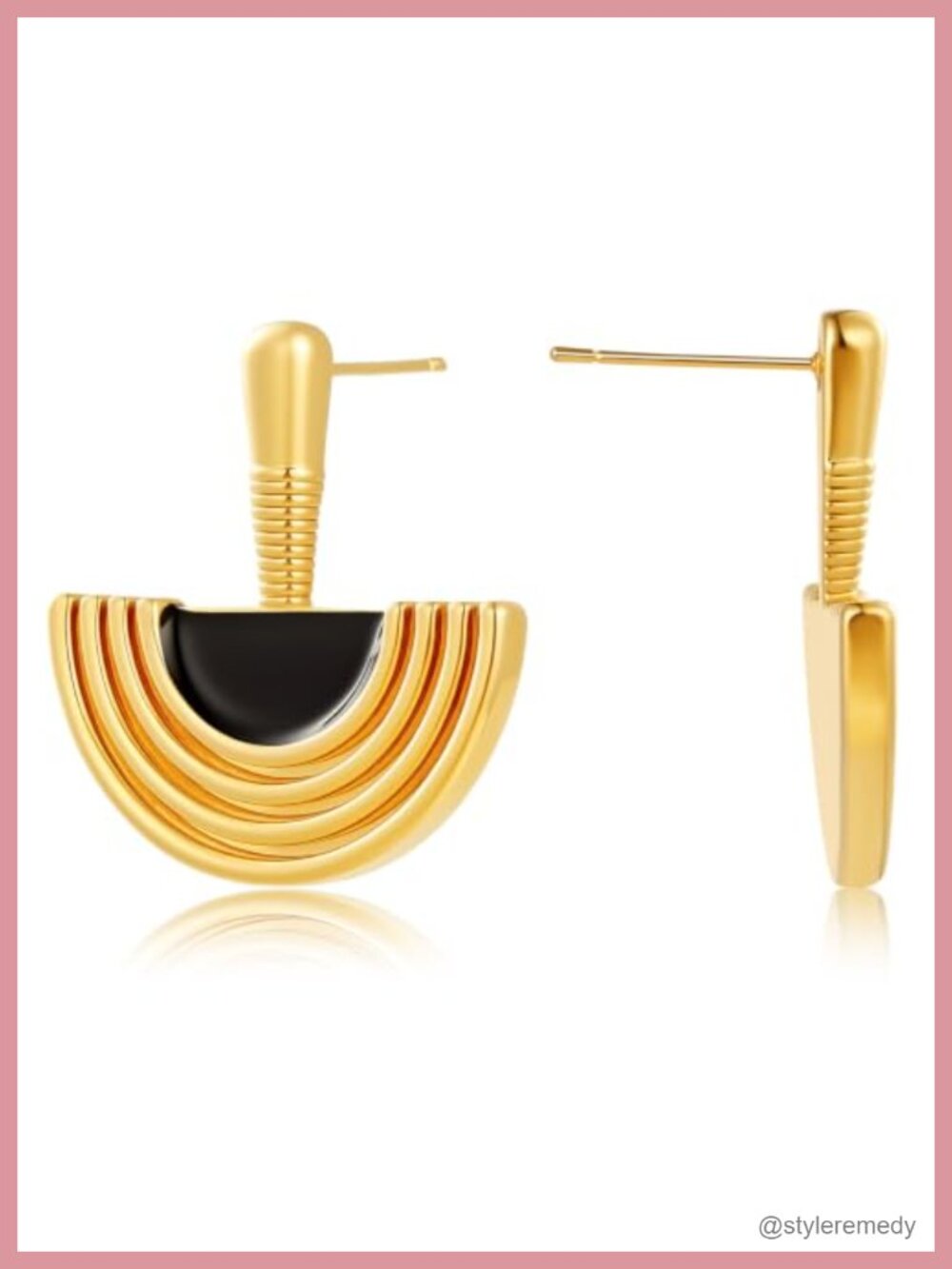 18K Gold Plated Fan Drop Dangle Earrings with S925 Sterling Silver Post